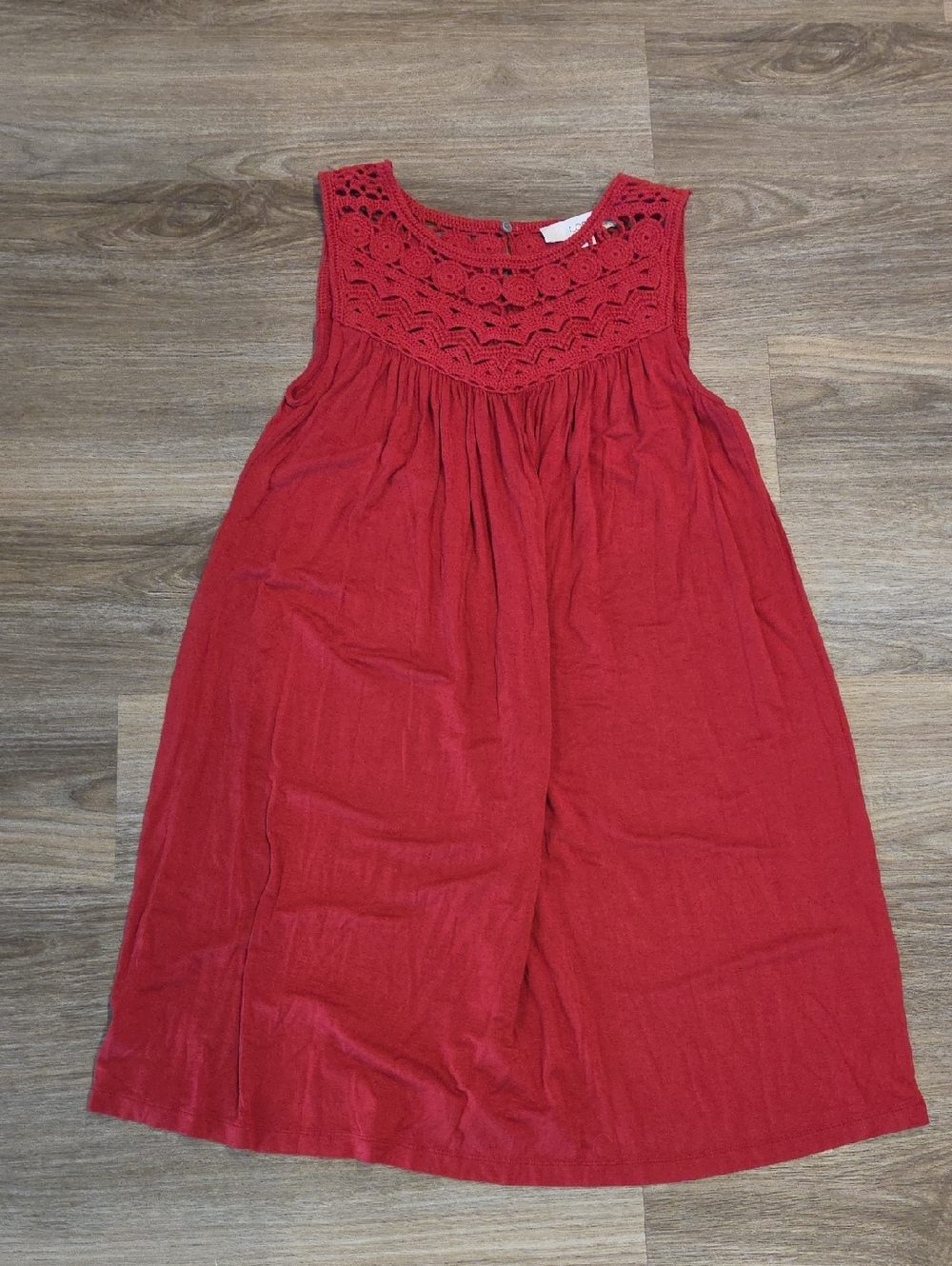 LOFT Womens Red Crochet Yoke Sleeveless Dress Size XS Petite